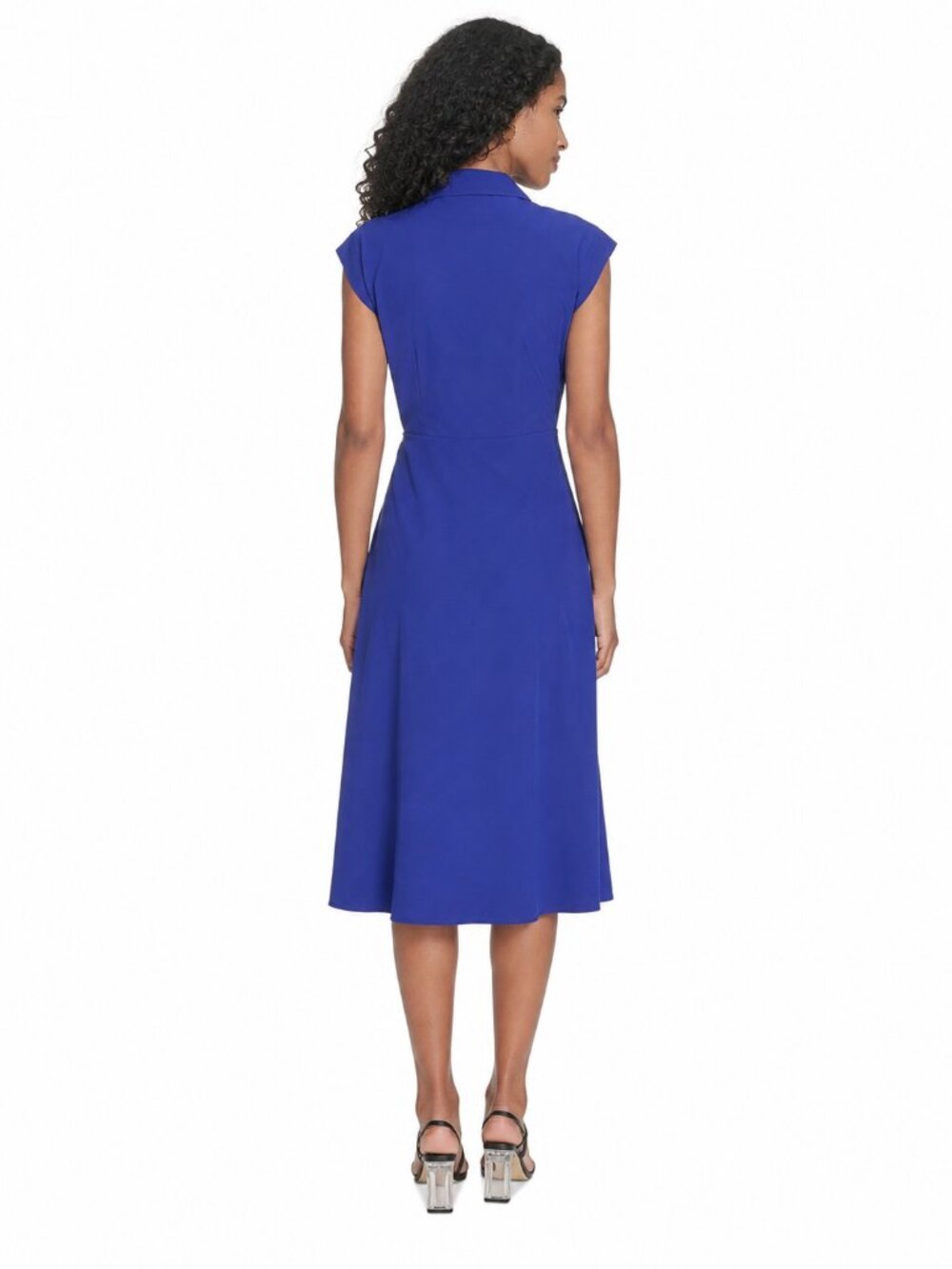 Calvin Klein Petite Ultramarine Surplice-Neck Gauze Midi Dress 8P NWT - Picture 5 of 7